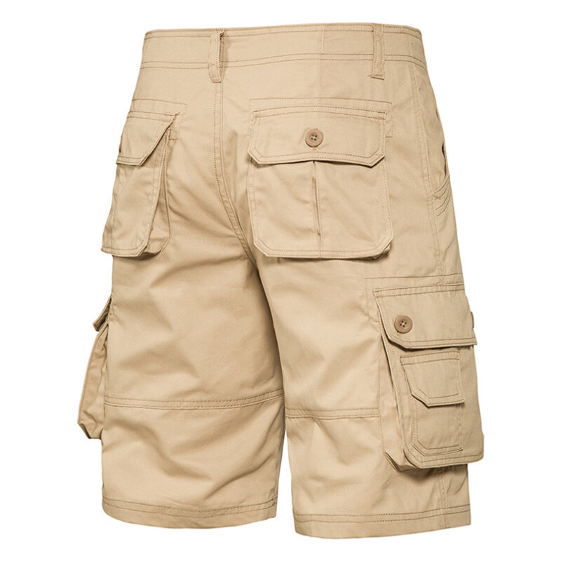 Shorts esportivos de bolso múltiplo masculino, calça casual de caminhada ao ar livre, policromada, tamanho grande, resistente ao desgaste, macacão solto de algodão