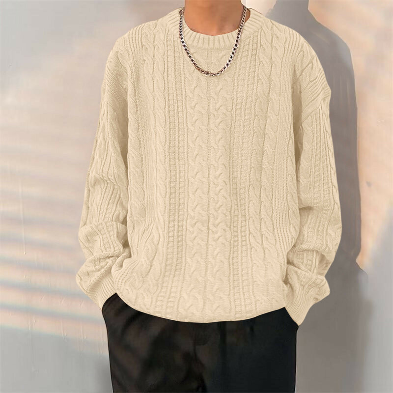 Jersey de lana de manga larga para hombre, Tops de punto, Jersey cálido de alta calidad, ropa de otoño e invierno