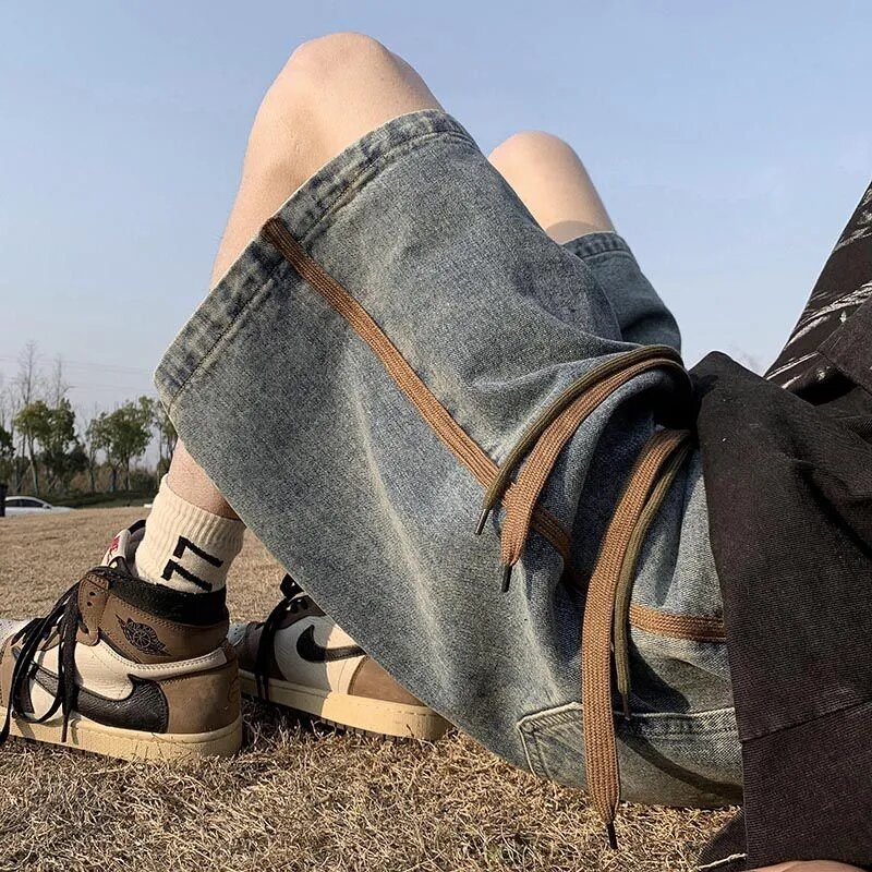 Шорты мужские джинсовые тонкие, модные прямые штаны в Корейском стиле, для деловых поездок, свободные и удобные, лето 2024
