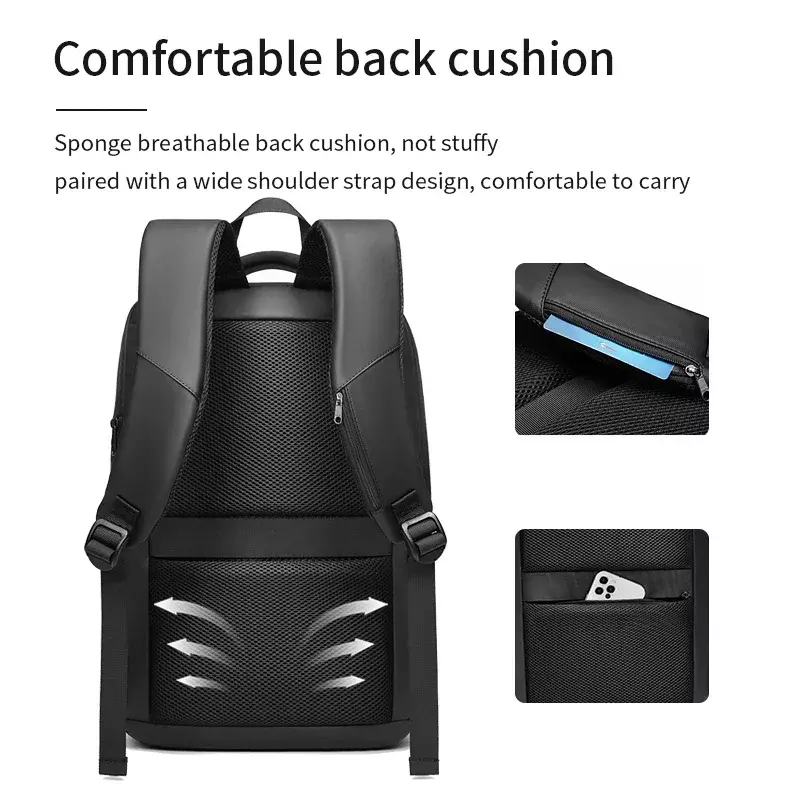 Мужской водонепроницаемый рюкзак для ноутбука, с USB 15,6