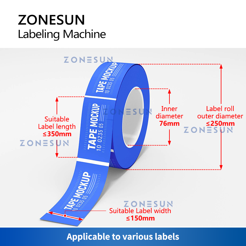 Настольный этикетировочный аппликатор ZONESUN для круглых цилиндрических бутылок, воды, напитков, косметических продуктов, этикеток