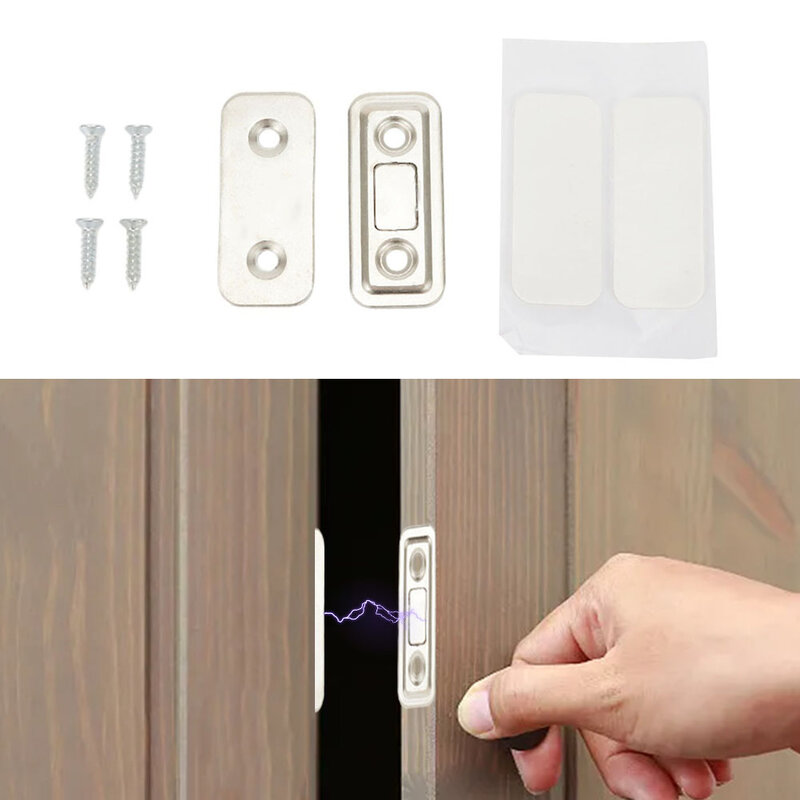ประตูแม่เหล็กที่มองไม่เห็นจับลิ้นชักแม่เหล็กสำหรับปิดประตูบานเลื่อนตู้ตู้พร้อมสกรูยึดและกาว