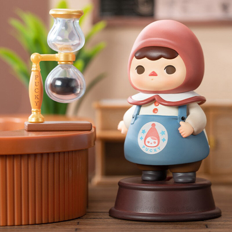 POP MART PUCKY rubit Cafe z serii pudełko z niespodzianką zabawki Kawaii Anime figurka Caixa Caja niespodzianka tajemnicze pudełko lalki prezent dla dziewcząt
