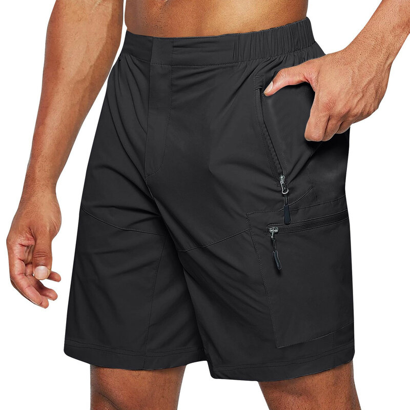 Men'S Casual Zipper Solid Trousers Pant Cargo Pocket Slim Pant Drawstring Shorts Summer Shorts Outdoor Quick Dry Hiking Shorts