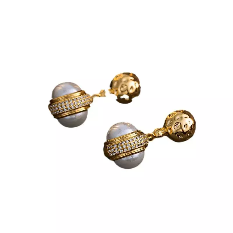 Trendy Jewelry Vintage Temperament Shiny Glass Simulated Pearl Earring For Women Party Gifts 2024 Trend New Accessories