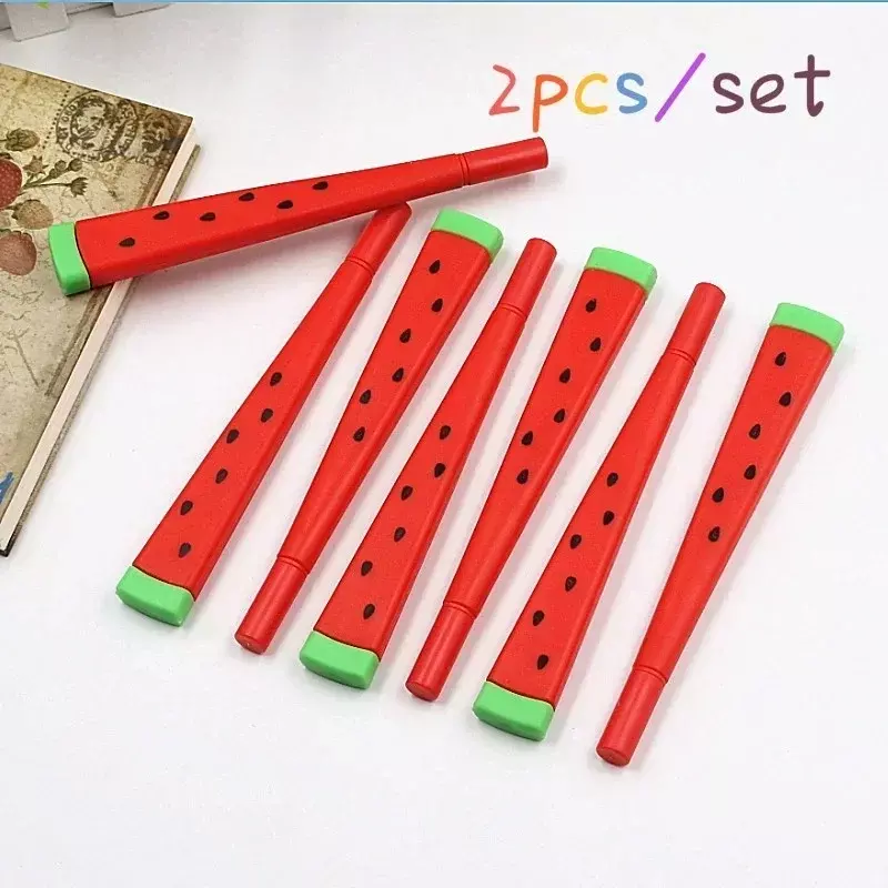 2PCS Cute Kawaii Watermelon Gel Pen Creative Sweet Lovely Funny Pen Student Stationery Writing School Office Supply Girls Gift