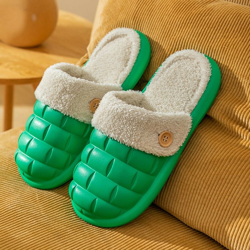 Winter Warme Bont Slippers Voor Vrouwen Waterdicht Pluche Huishoudelijke Glijbanen Afneembare Wasbare Thuis Dikke Zool Anti-Slippers