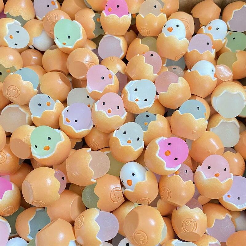 귀여운 발광 계란 쉘 닭 창의적인 발광 보석 액세서리, 귀여운 장난감 액세서리, DIY 송진 공예, 50 개