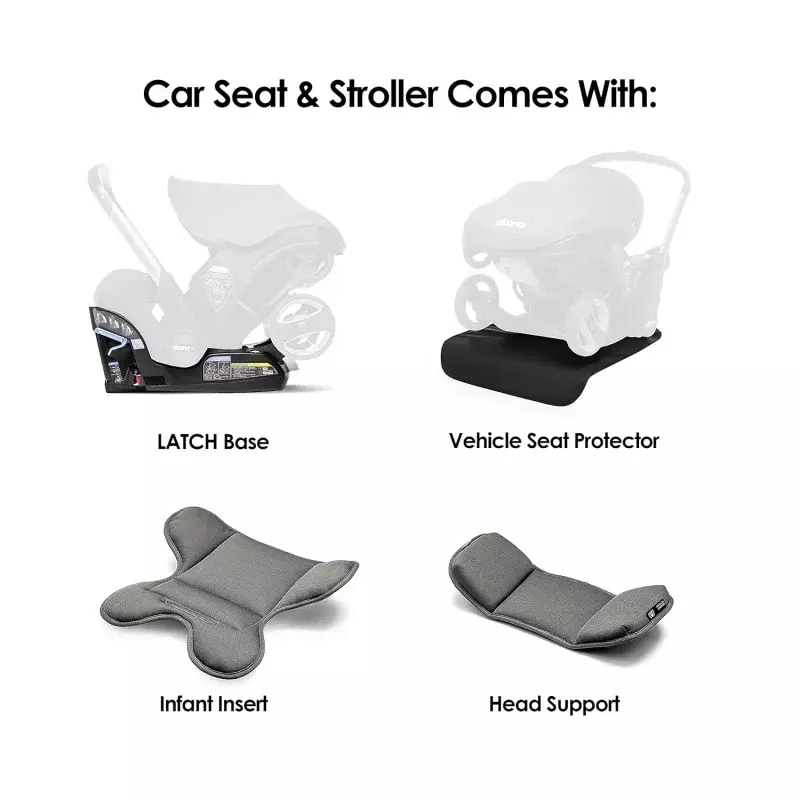 Doona-asiento infantil de coche y Base de pestillo, asiento trasero para cochecito en segundos, versión estadounidense, negro Nitro