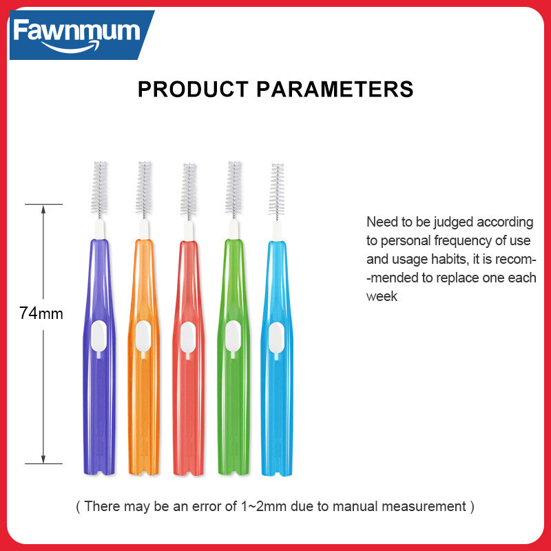 Fawnmum Interdental แปรงทำความสะอาดระหว่างฟันแปรงสีฟันทำความสะอาดเครื่องมือทันตกรรมจัดฟันแบบพกพา0.6-1.2มม.
