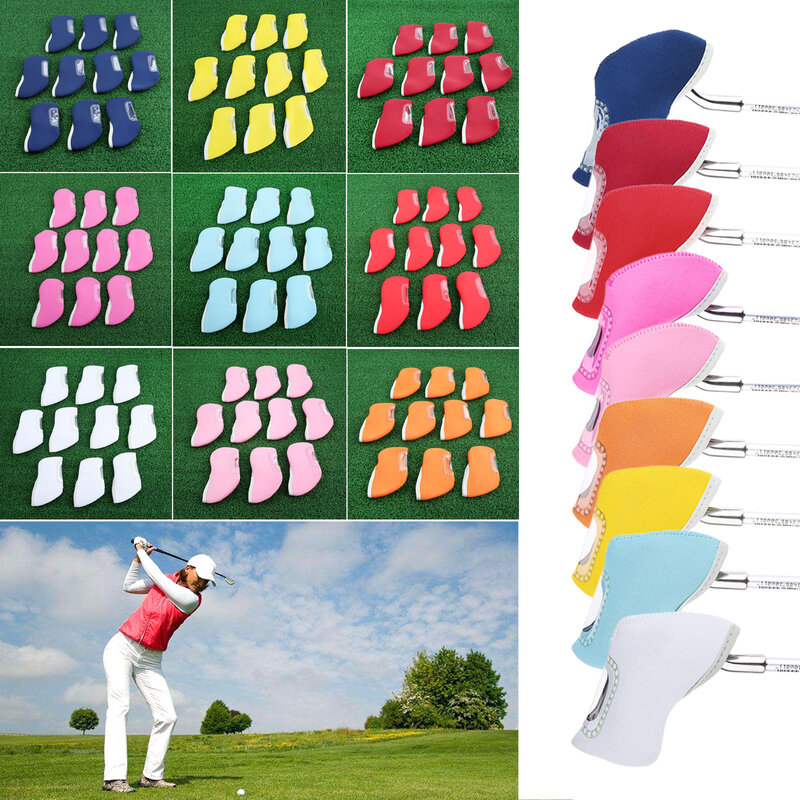 10Pcs/Set Golf Irons Head Cover with Transparent View Window,Neoprene Wedge Sock Golf Clubs Iron Protective Cover 5.31x2.95 Inch
