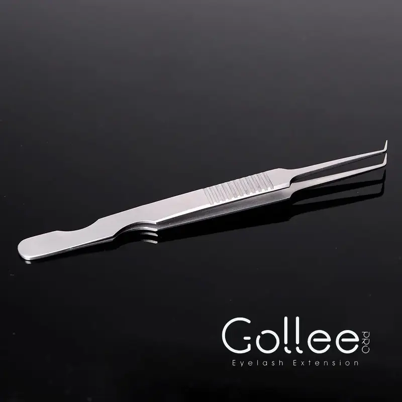 Gollee-ملقط رموش مسطح من الفولاذ المقاوم للصدأ مضاد للاستاتيكية ، تصميم لتمديد الرموش ، ملقط لولبي ، وصلات رموش