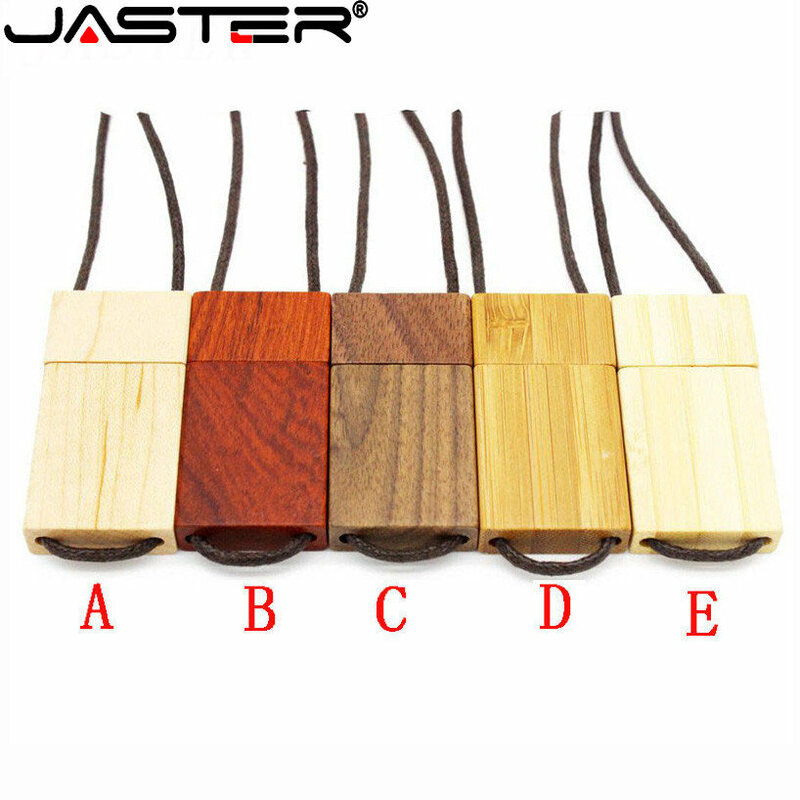 JASTER New Wooden Pen Drive 128GB USB 2.0 Flash Drive Free custom logo 64GB With Rope Memory stick Creative Business Gift U disk