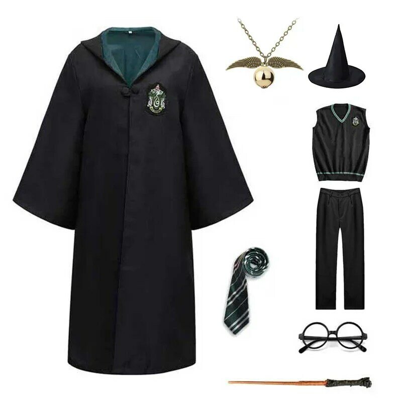 Harry Potter Performance Clothes per adulti e bambini, cappotto lungo e mantello, accessori di Halloween, Cosplay della ragazza della scuola, Anime,
