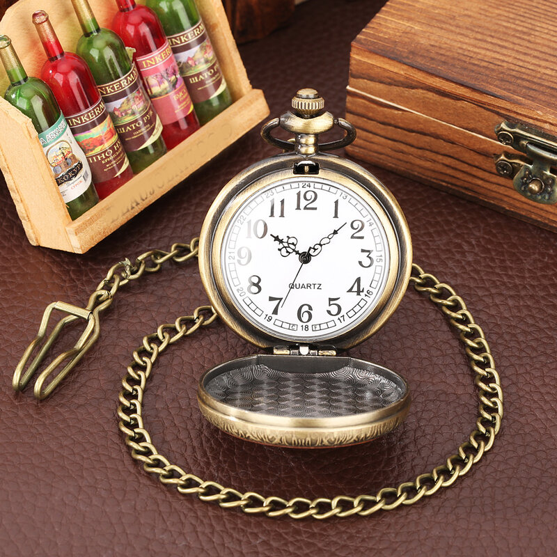 Yes or No Commemorative Coin Pattern Quartz Pocket Watches Bronze Fob Chain Pendant Souvenir Pocket Timepiece Gifts Men Women