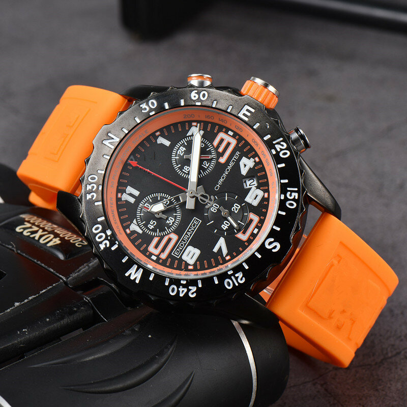 Jam tangan desainer mewah jam tangan pria kualitas tinggi reloj 44mm tali karet jam tangan chronograph rubb