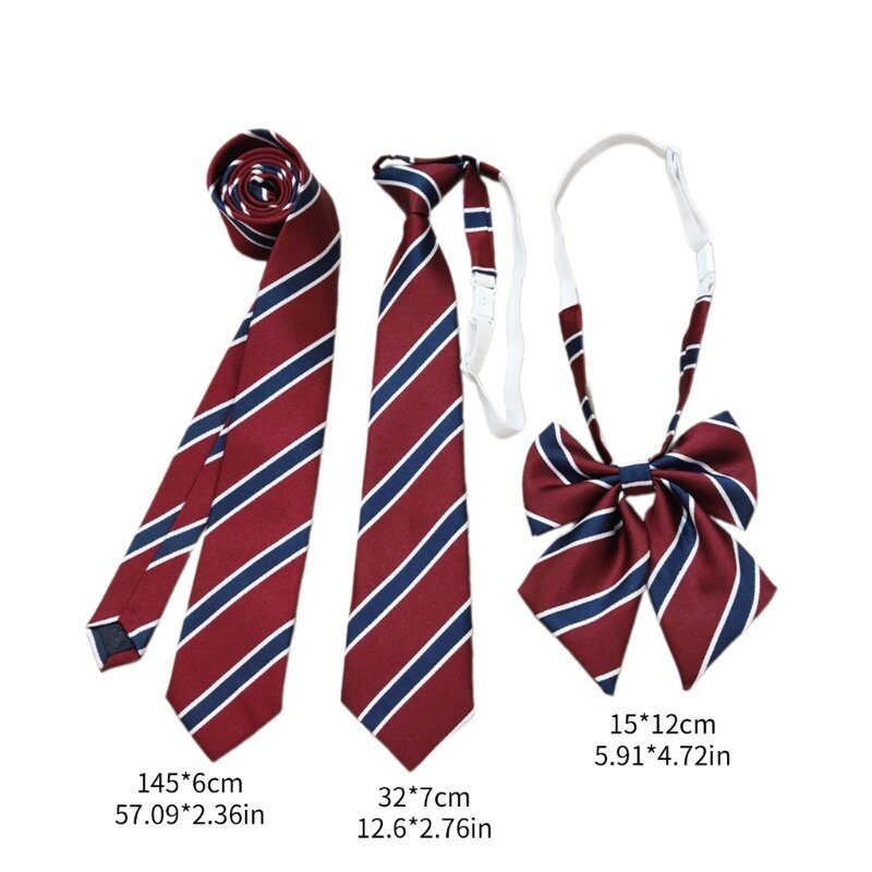 652F Teen Girl Striped Necktie Woman British Style Striped Pattern Neckwear Detachable Collar Removable Ties Costume Necktie