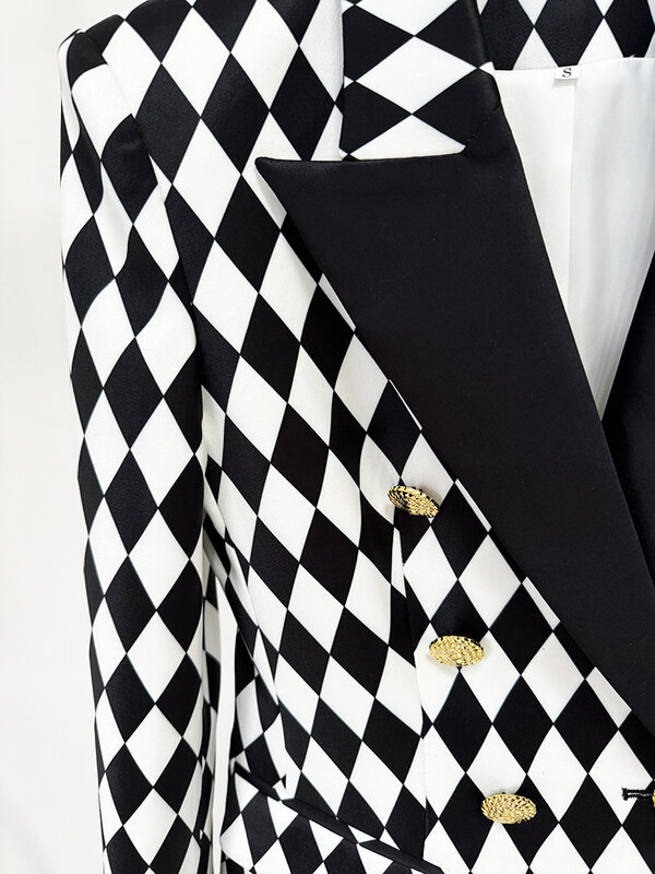 HIGH STREET la più recente giacca di design 2024 da donna con diamanti doppiopetto stampato Slim Fitting Blazer