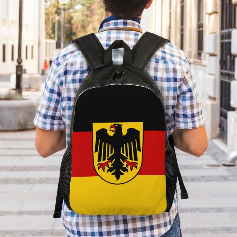 男性と女性のためのカスタムドイツの旗トラベルバックパック、学校のコンピュータブックバッグ、ドイツの愛国心が強い学生デイパックバッグ