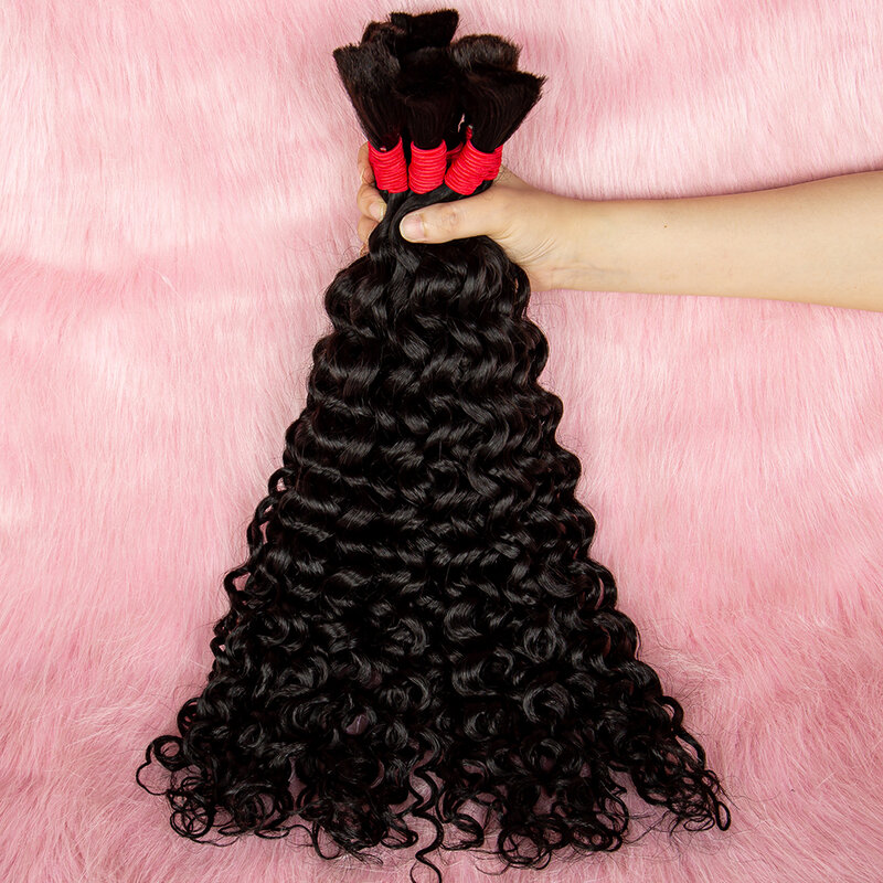 NABI bundel kepang rambut keriting bundel ekstensi rambut gelombang air Tidak ada kain Peruvian Virgin rambut manusia besar untuk wanita mengepang