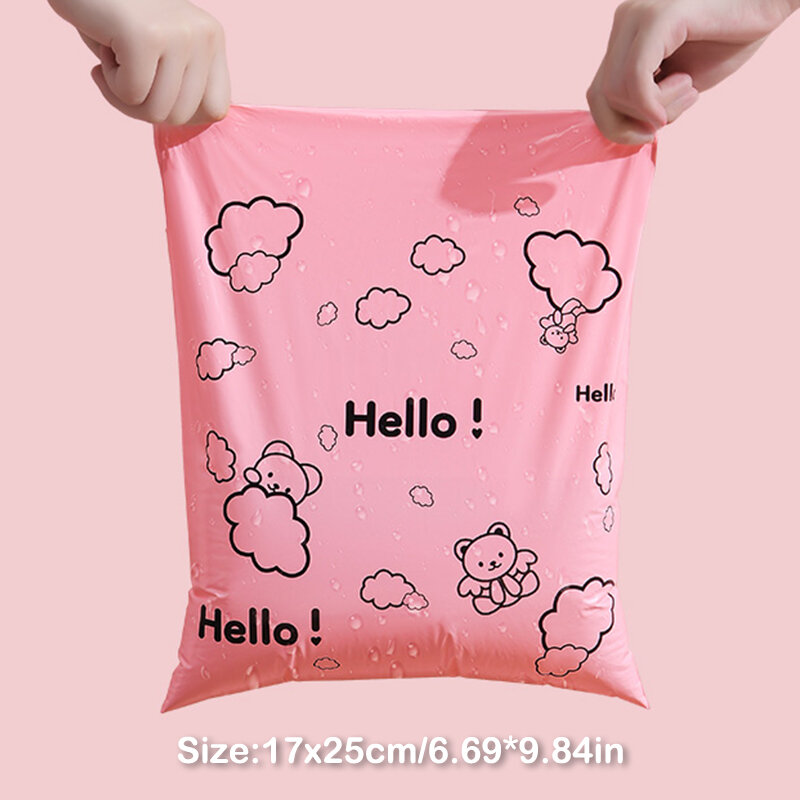 10pcs correio saco envelope embalagem sacos rosa impermeável selo auto adesivo saco