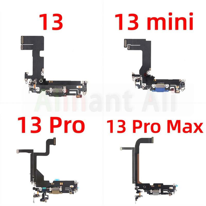AiinAnt-Bottom Mic Carregador USB, Sub Board, Connector Port Dock, Cabo de carregamento Flex para iPhone 13 Pro Max, Mini Peças de reparação