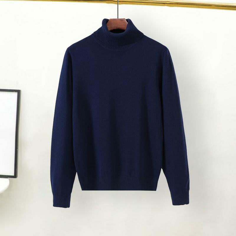 Atasan Sweater pria, atasan termal rajut lengan panjang leher Turtleneck, Sweater Pullover musim gugur musim dingin