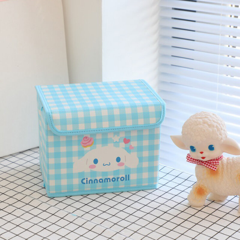 Sanrio Hello Kitty kotak penyimpanan Desktop lucu Kuromi Cinnamoroll serba-serbi mainan pakaian dalam alat tulis kosmetik Organizer keranjang