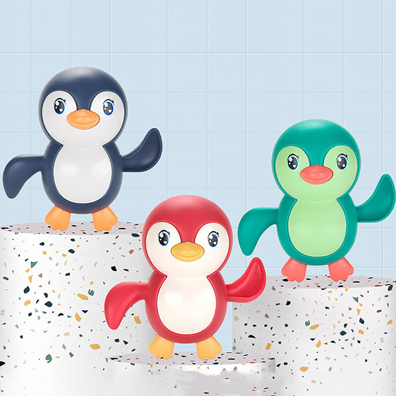 1 szt. Dziecięcy pływający w zegarku mały lalki pingwiny bawią się w wodę kąpiel dla dzieci śliczne śmieszne zwierzęta do kąpieli w łazience zabawka do letniej kąpieli