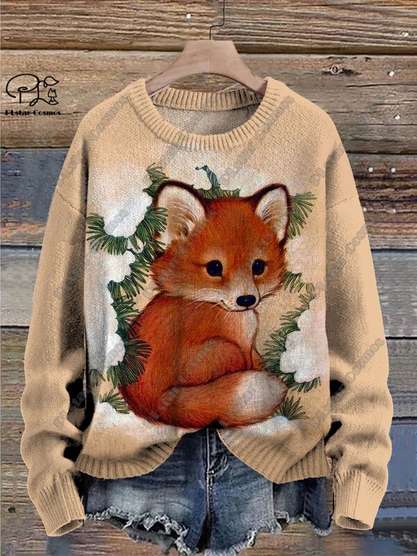 3D printing animal series cool cat print pattern ugly sweater casual winter warm sweater new style unisex   S-17