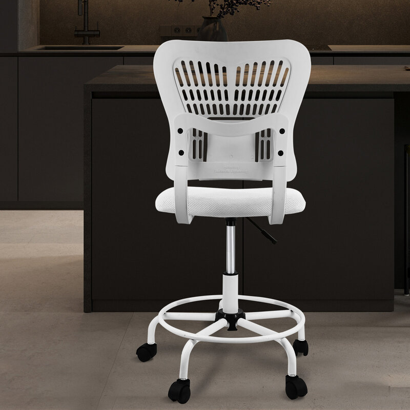 Silla cómoda de escritorio de pie de malla negra ergonómica con altura ajustable y soporte trasero para uso en el hogar y la Oficina, cómoda y S