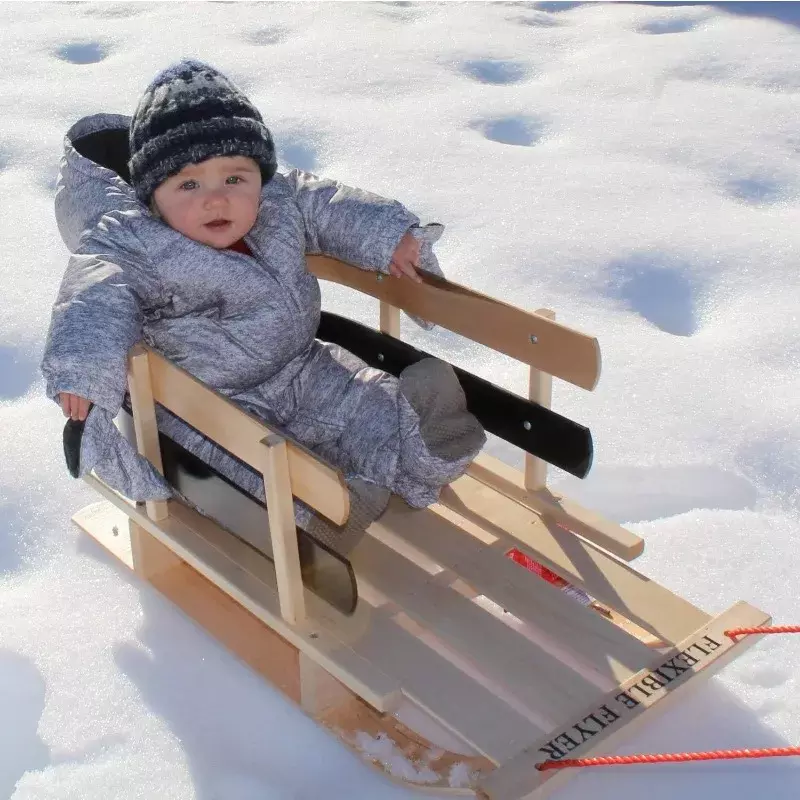 Premium Baby Sleigh. Toddler Boggan. Wooden Pull Sled for Kids,Red , 29 x 14 x 11.5 inches