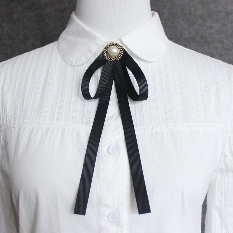 Women's Ribbon Bowtie Brooch College Style Student Uniform Shirt Collar Flower Girl Uniform Bank Flight Attendant Bow Tie Pins