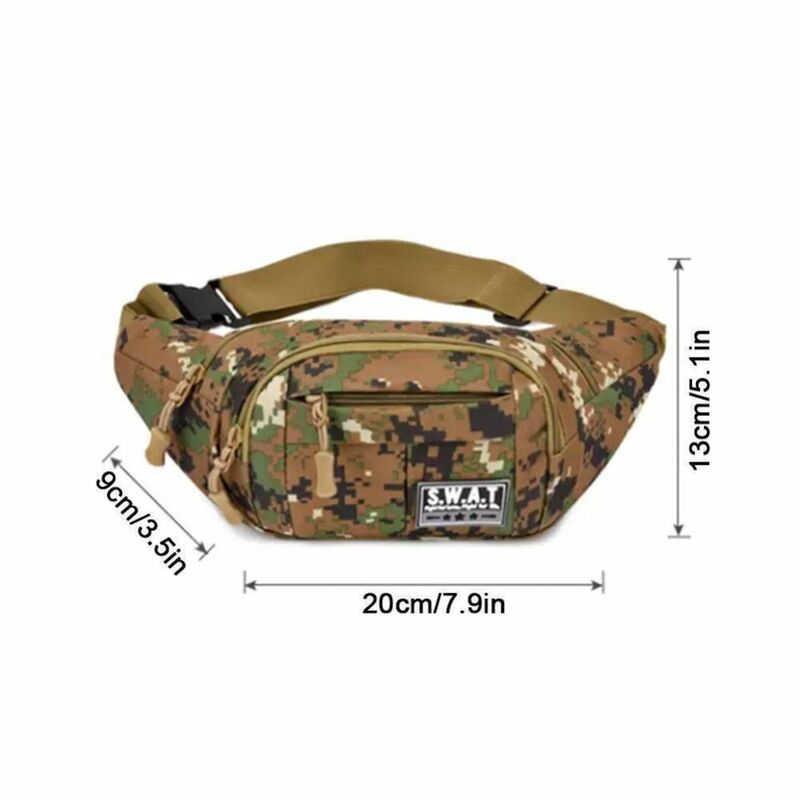 Multi-camada camuflagem Sling Bag, nylon impermeável Fanny Pack, saco de cintura exterior de grande capacidade, novo