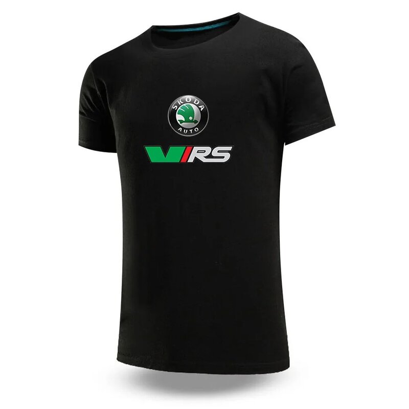 Camiseta deportiva de algodón para hombre, camisa de manga corta con cuello redondo, estampado de verano para hombre, Skoda Rs Vrs Motorsport Graphicorrally Wrc Racing