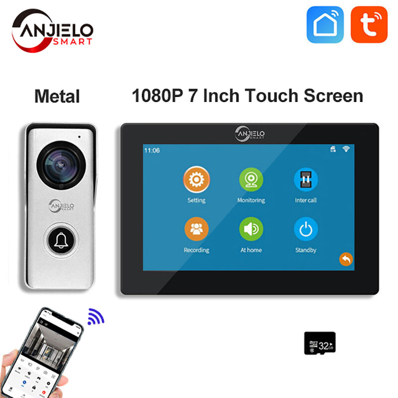 1080P 7/10 Inch Touchscreen Deurbel Metalen Tuya Smart Wifi Video Intercom Systeem Voor Thuis Waterdichte Deur Telefoon