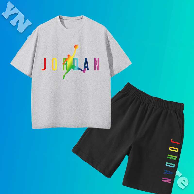 Conjunto de ropa deportiva de algodón puro para bebé, camiseta de manga corta y pantalones cortos de playa, conjunto de 2 piezas