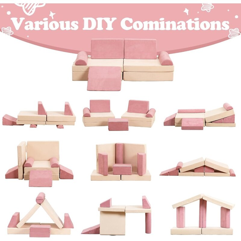 9 PCS Play Couch Sofa for Kids Imaginative Furniture Play Set for Creative Kids Children's Sofas Mini
