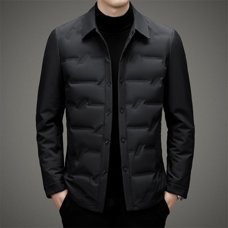 Jaqueta leve com gola de pena, jaqueta de veludo moda masculina, camisa nova, 2023