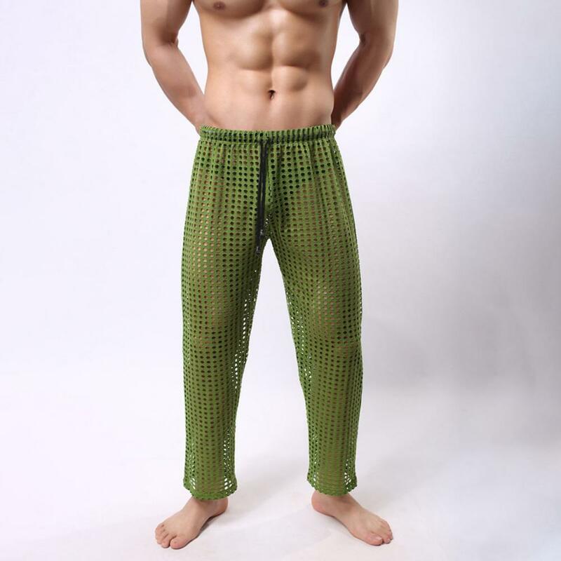 Men Fashion Pants Breathable Hollow Out Men's Sport Pants with Elastic Waist for Gym Training Jogging Soft Comfortable Athletic