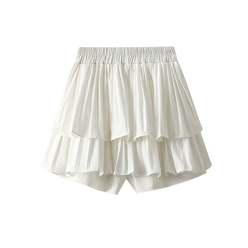 Summer Women Elastic Waist Mini Skirt Ladies White Chiffon Skirt Female Casual Cake Skirts Black Boho Pleated Skirts for Women