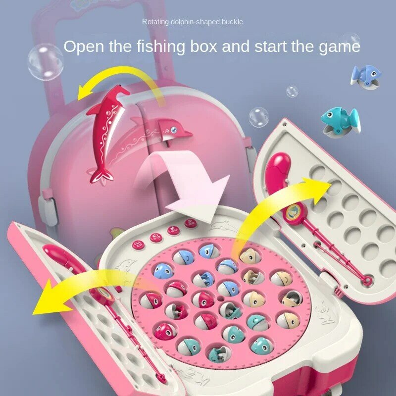 Elétrica rotativa magnética pesca brinquedos para crianças, jogo de música, Spinning Fish Plate, brinquedo educativo, festa aquática, Kids Gifts Set