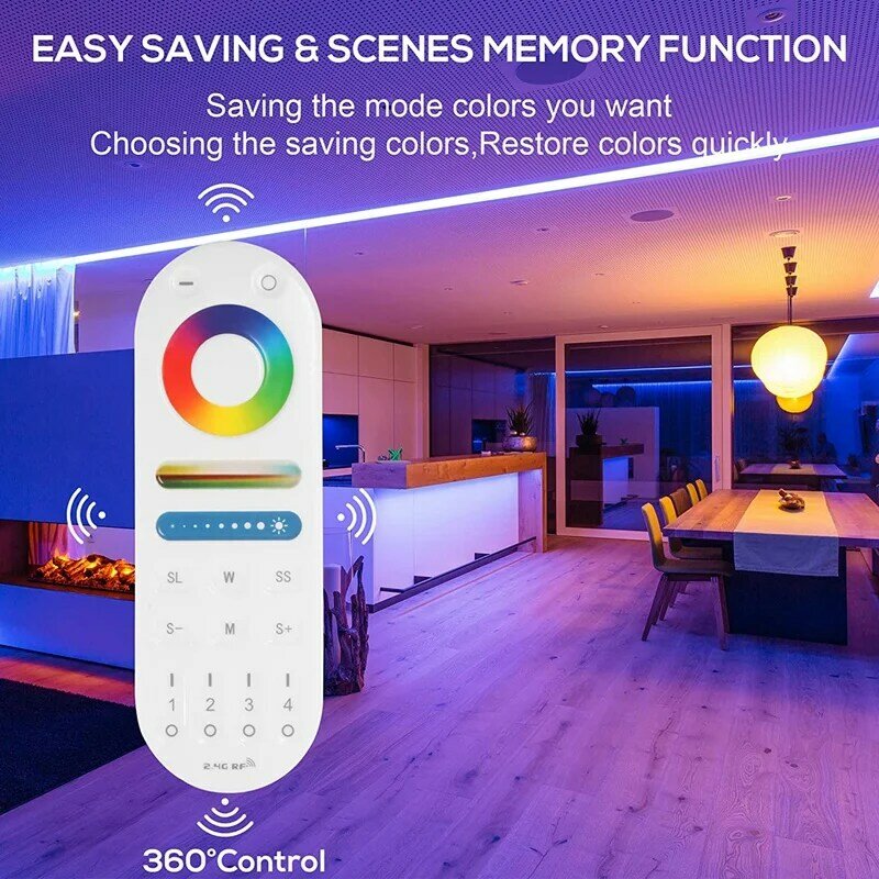 LM091 4-Zone 2.4G RF Remote Control Compatible With RGBW CCT RGB LED Dimming Controller Touch Screen 4 Channel
