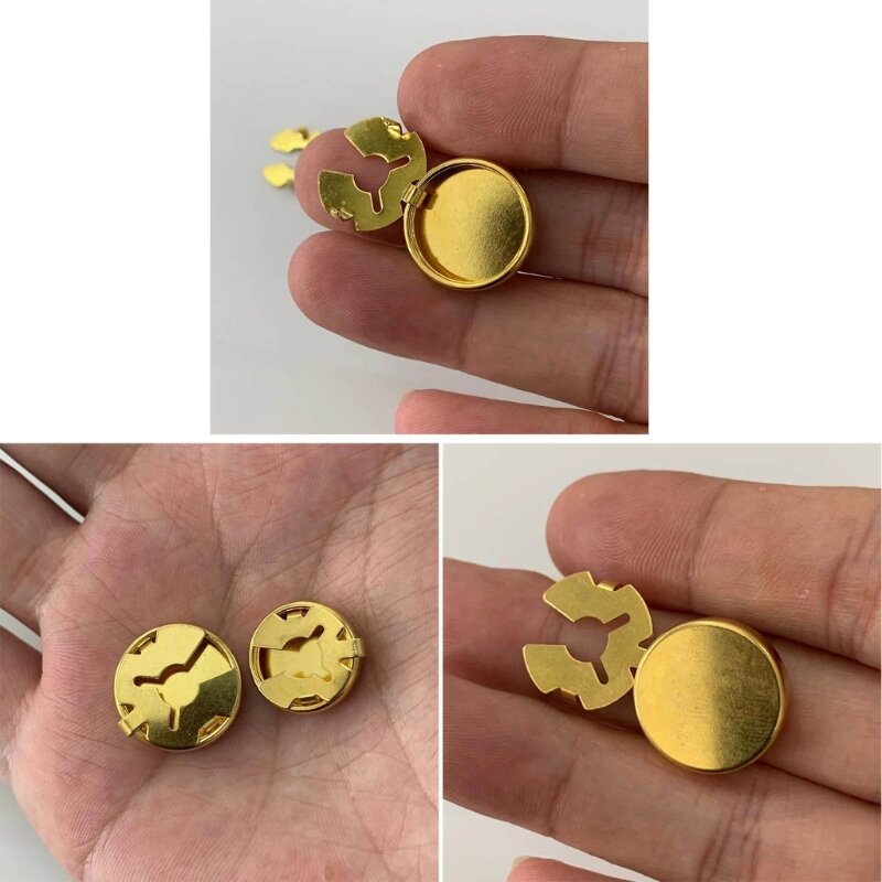 10 pçs botão bronze cobre abotoaduras cor ouro redondo botão punho capa conjunto para reuniões uso diário 264e