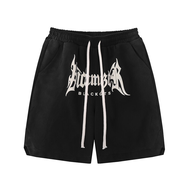 Pantalones cortos de verano para hombre, Shorts informales, sueltos, con alfabeto gótico