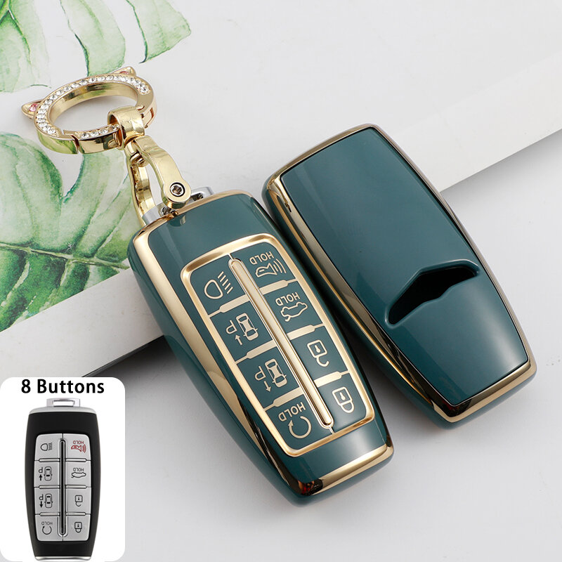 Чехол для автомобильного ключа из ТПУ, 4, 6, 8 кнопок, умный чехол без ключа для Hyundai Genesis G80 GV80 2019 - 2022