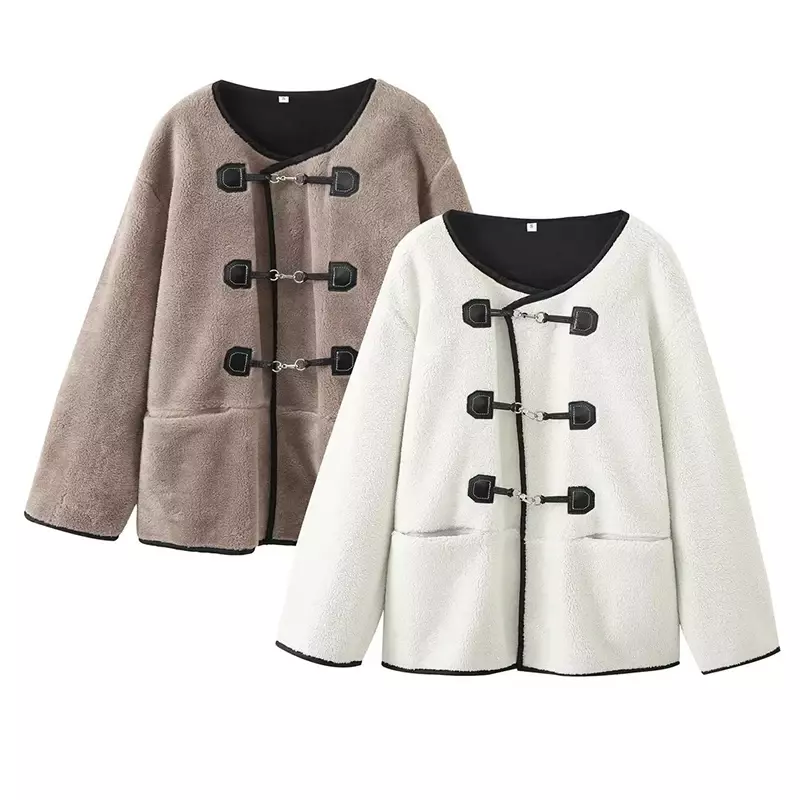 New Women's Coats Winter Vintage Faux Leather Jacket Fashion O Neck Warm Parkas Female Outerwear Tops Clothing  Fur Coat Women