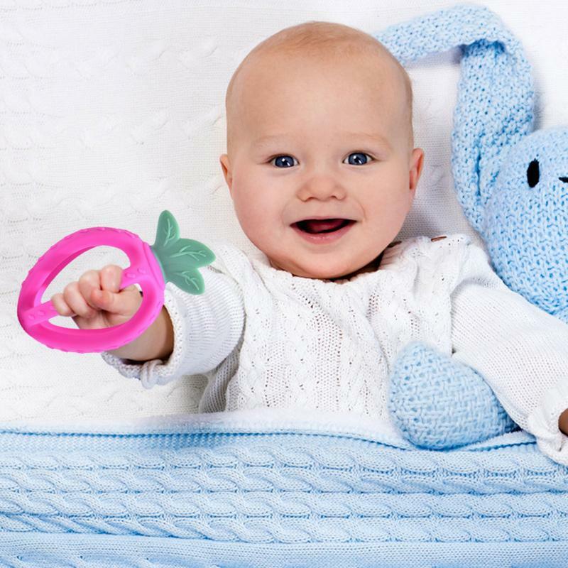 Beruhigende Beißring frucht Baby Beißring aus Silikon Silikon Backenzahn Kau spielzeug in Lebensmittel qualität üben die Flexibilität des Babys aus