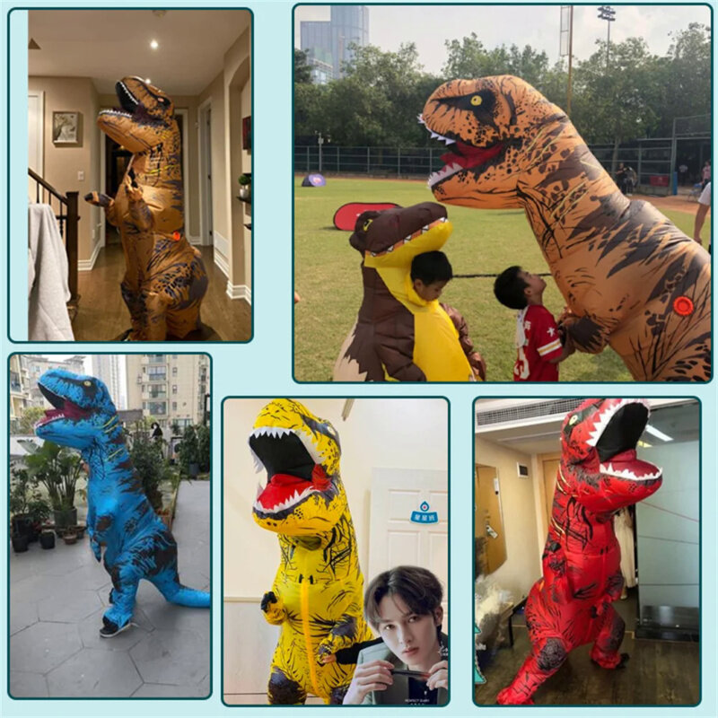 Disfraz inflable de Tiranosaurio Rex, traje de fantasía para fiesta de Halloween, mascota jurásica, animación de dibujos animados, Cosplay para adultos y niños