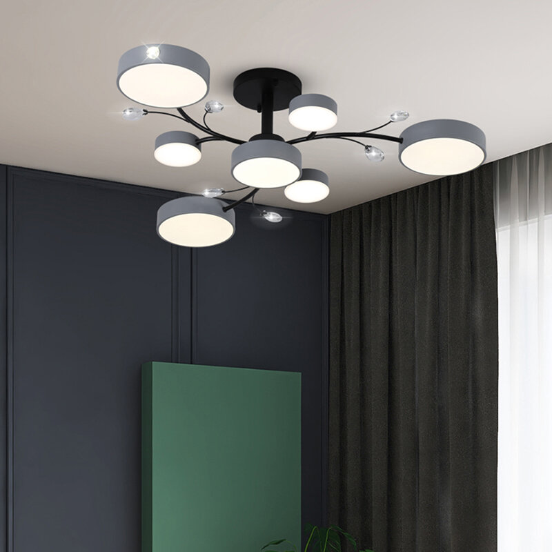 Plafonnier LED Suspendu au Design Moderne, Disponible en Or et en Gris, Luminaire Décoratif de Plafond, Idéal pour un Salon, une Salle à Manger, un Restaurant ou une Cuisine